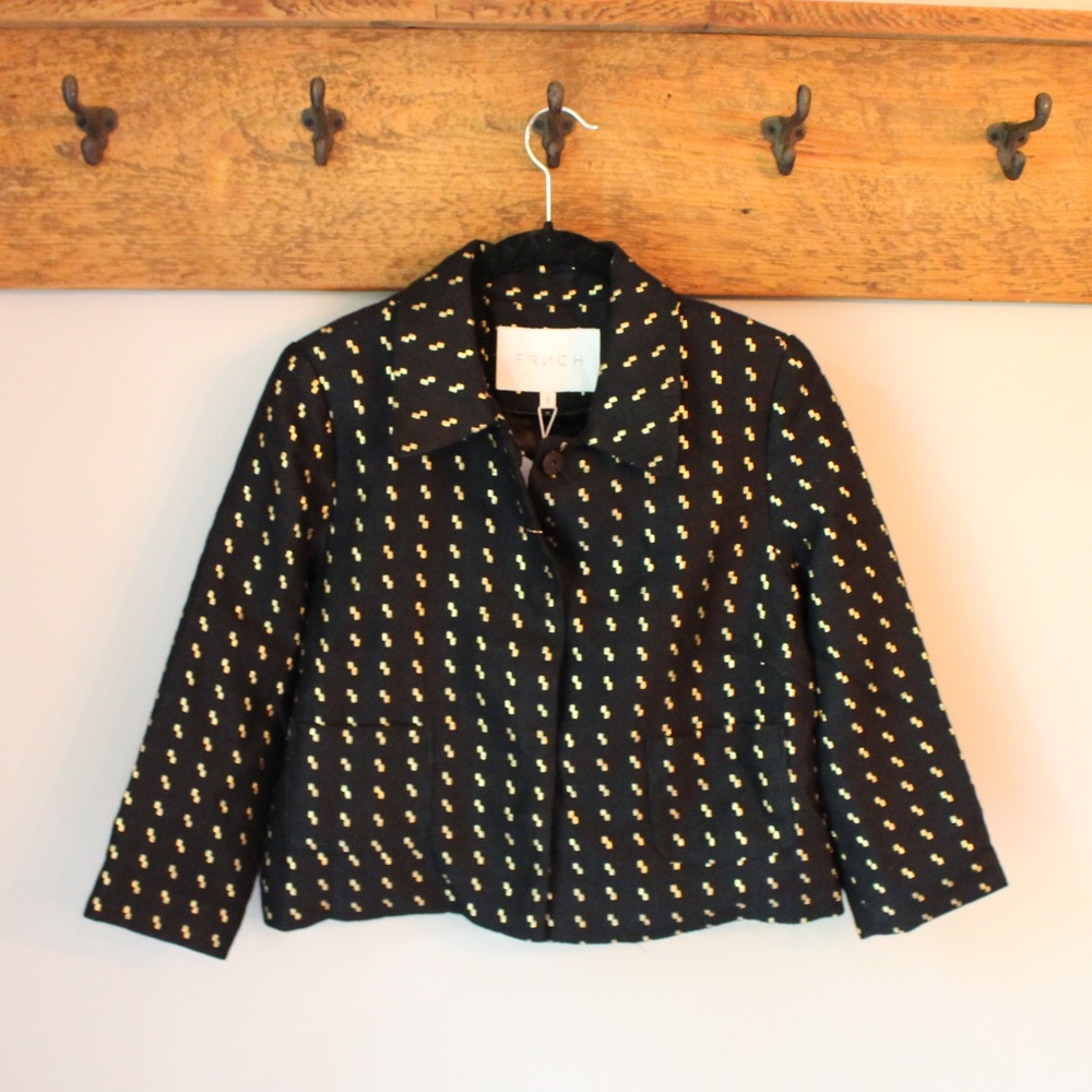 Black blazer w gold foil detail NWT